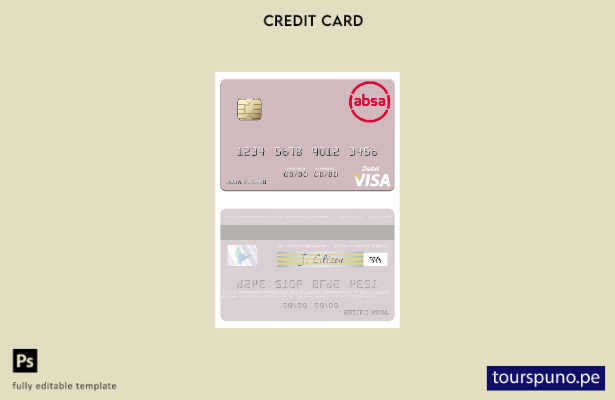 lista para imprimir plantilla de tarjeta de débito visa Absa Group Limited de Su